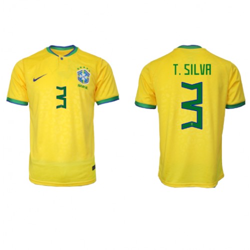 Lacne Muži Futbalové dres Brazília Thiago Silva #3 MS 2022 Krátky Rukáv - Domáci